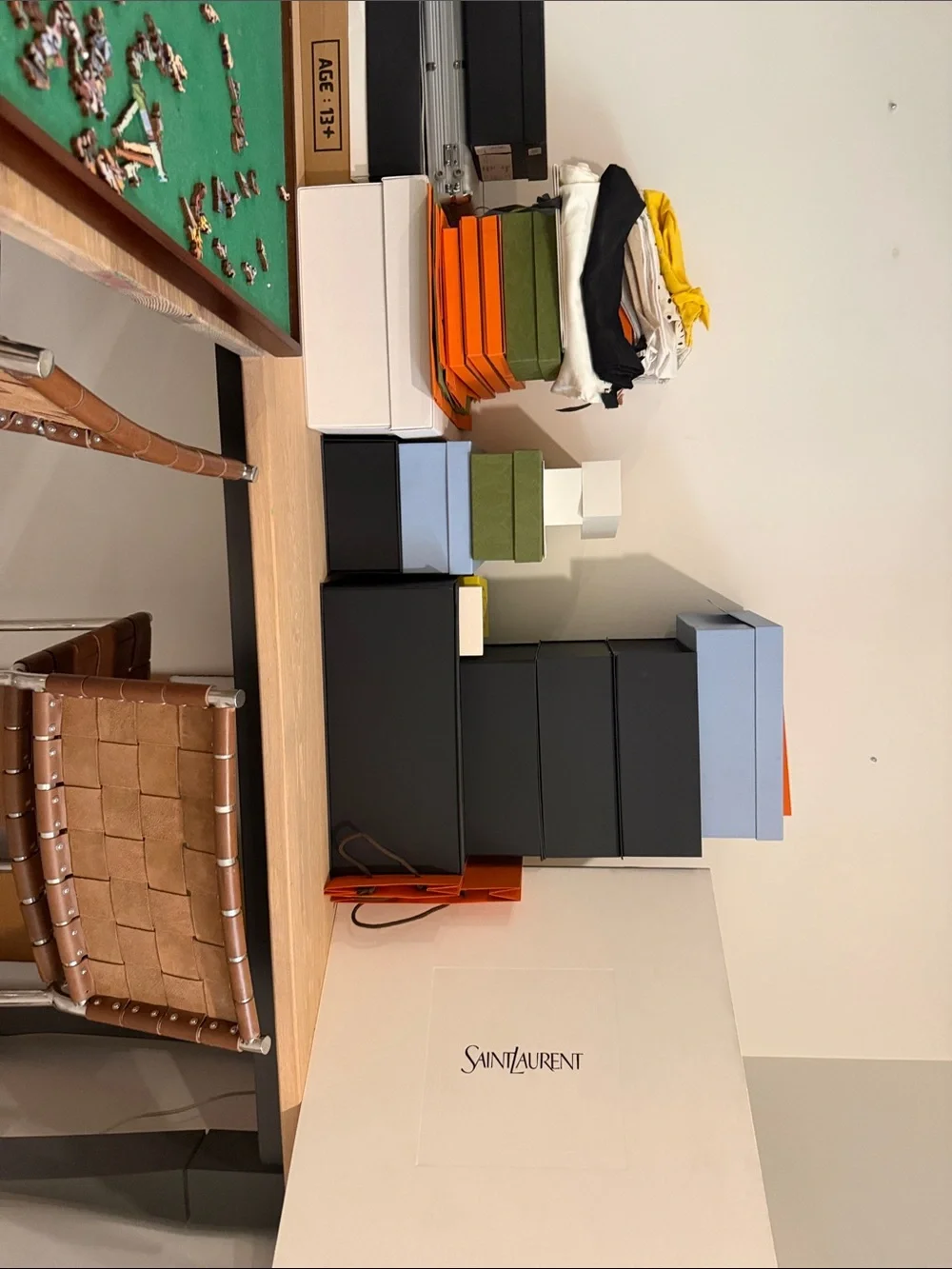 Saint Laurent Black, White, Light Blue and Orange Storage Set
